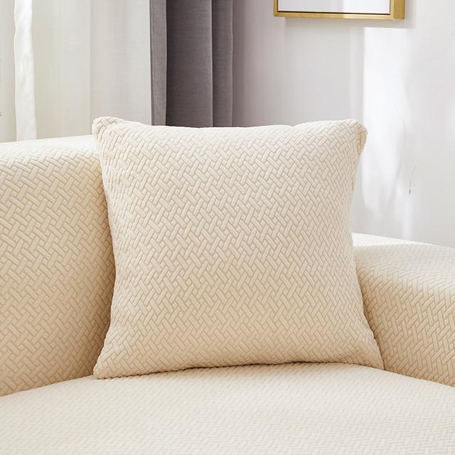 

Жаккардовая вязаная саржевая наволочка, мягкая однотонная декоративная квадратная наволочка для дивана, спальни, дома, 45x45 см, уютная наволочка 1 PC кремовый