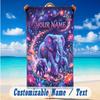 Elephant Theme Beach Towel Personalized Custom Name & Text Soft Quick Dry Beach Towel for Swimming Travel