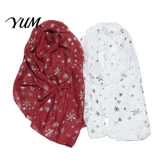 Feiertags-Accessoire Glitzernd Funkelnd Folien-Schneeflocken-Print Schal für Damen, Weihnachten Warm Hals-Thema Schal Wickel, Herbst Winter Leicht
