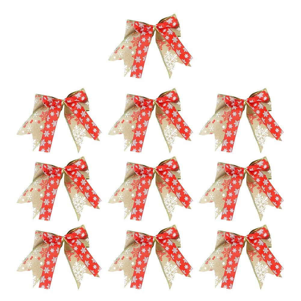 Set of 10 Decorative Christmas Bows for Tree and Holiday Event Use