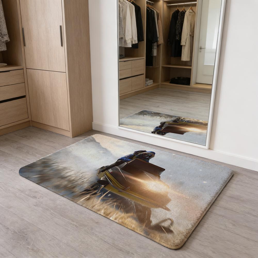 R-R-Rust Game Floor Mat Flannel Door Mat Non-Slip Absorbent Washable Indoor Home Rug