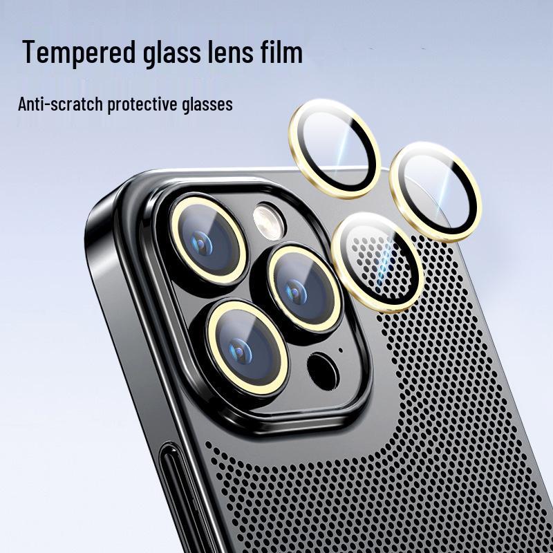 Electroplated Heat Dissipation Phone Case for iPhone 14 Pro Max and 13 with Lens Protection (16 Grid)