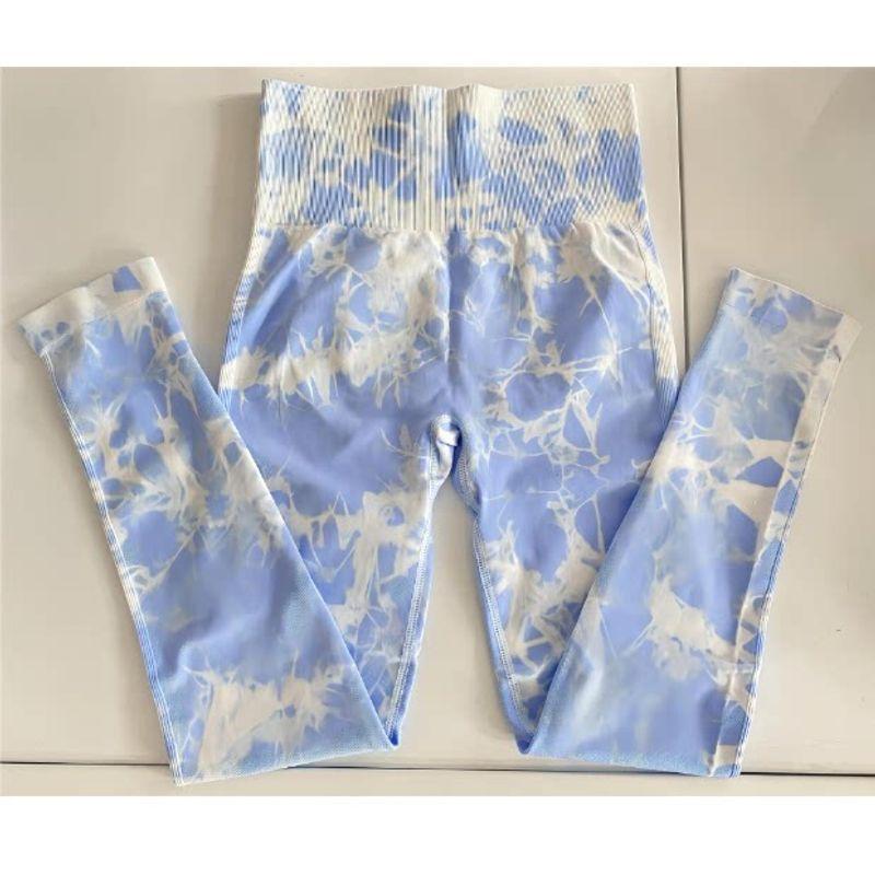 

Fashion Fitness Pants Women s High Waist Peach Hip Raise Tie-Dye Outwear Tight Belly Trimming Sports Pants Running Quick-Drying Yoga Pants Sky Blue S