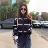 Red Striped Wool Cardigan - European Style, 2026 Year of the Horse Zodiac Knit Sweater Coat.