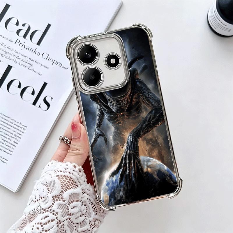 Cool A-Alien X-Xenomorph Plating Phone Case For Xiaomi Redmi Note 14 15 Pro Plus 13 12 11 11S 11T 10 9S 9 5G Anti-Fall Airabag C