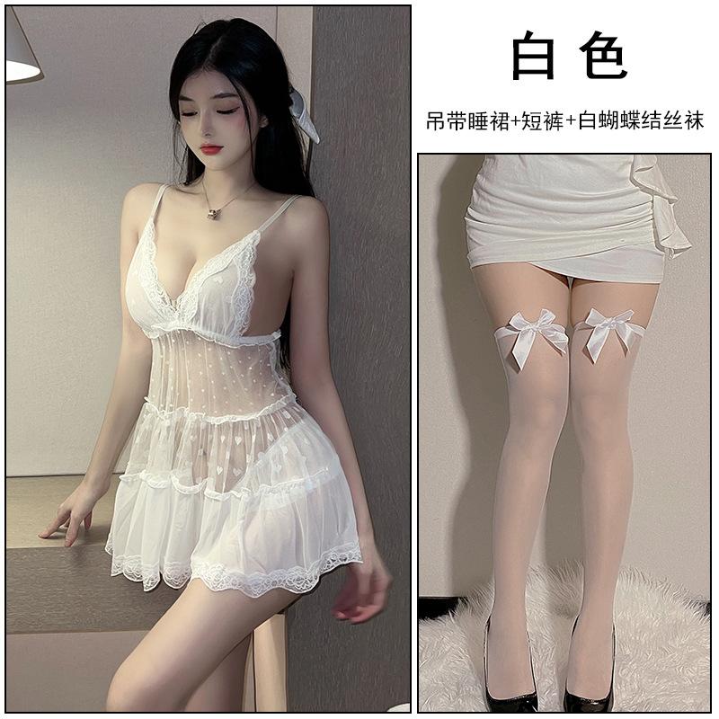 Sexy Lingerie, Sexy Dream Polka Dot Love Mesh Perspective Fairy Can Be Sent On Behalf of One Piece.