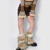 Flauschige Beinwärmer Damen Herbst Winter Vintage Kunstpelz Plüsch Stiefelstulpen Manschetten Wadenlänge Hipster Warme Socken Streetwear