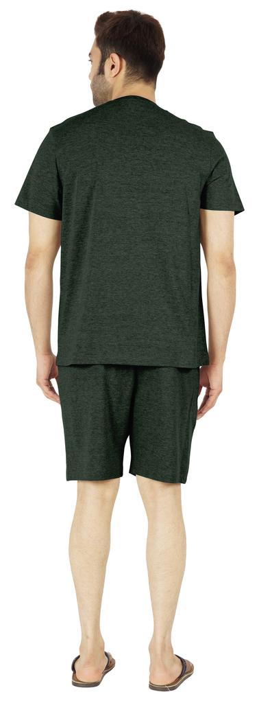 Inkmeso Solides Baumwoll-2-teiliges Nachtwäsche-Set Sommer-Shorts und T-Shirt-Set für Herren Schlafbekleidung Klassischer Pyjama