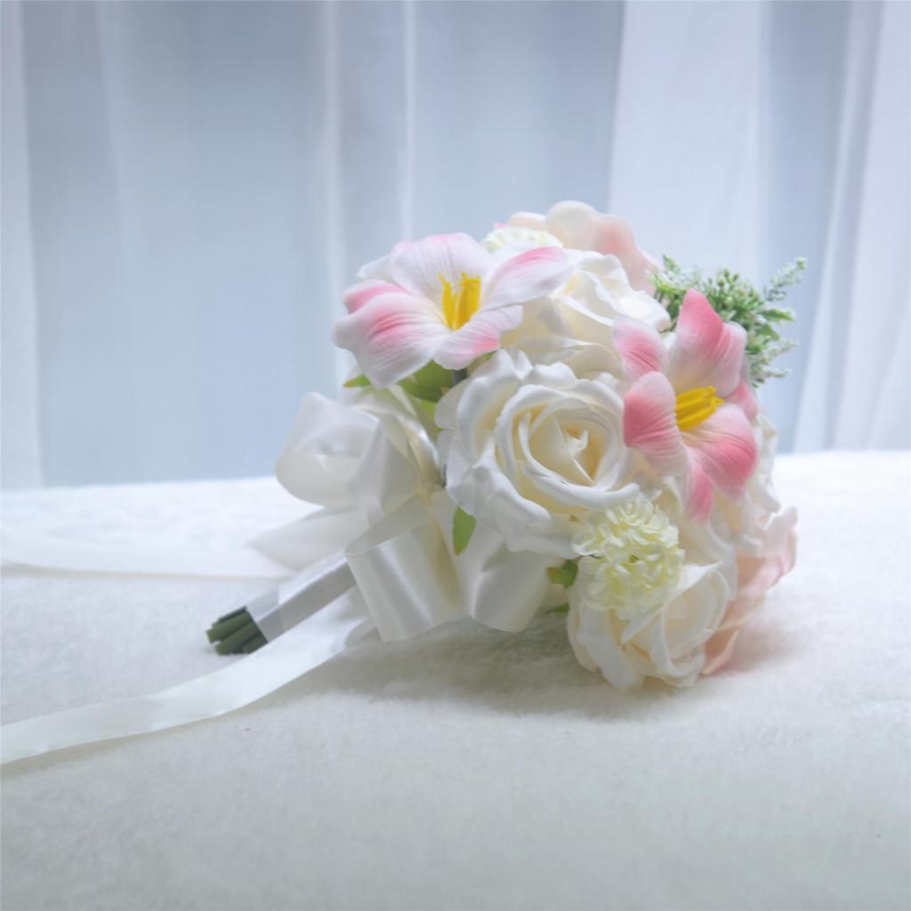 Elegant Bridal Bouquet: Preserved Tulips & Roses Wedding Photo Props - Handheld Simulation for Engagement.