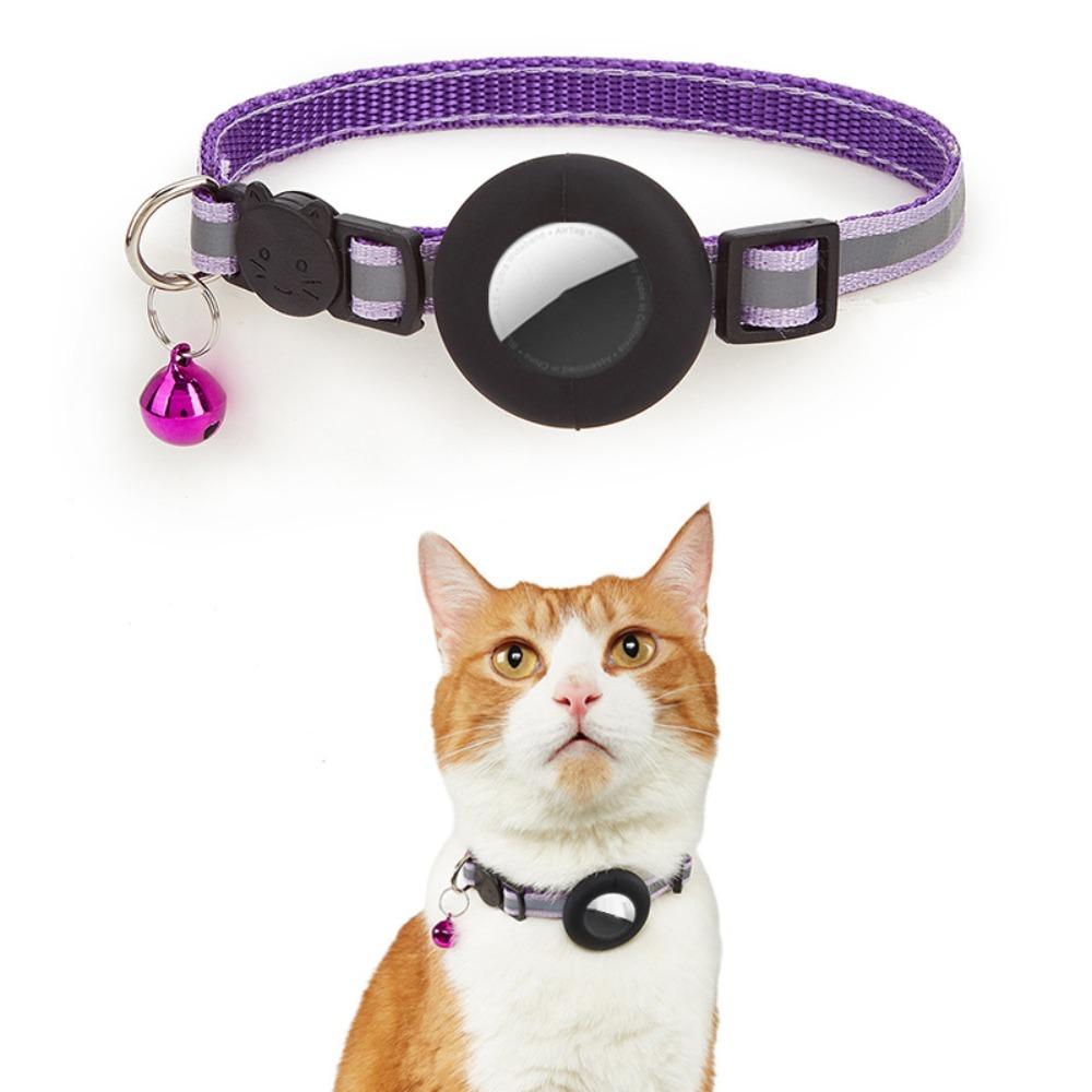 Detachable Bell Cat Collar with Reflective Strip Pet Tracker Accessories Pet Collar for AirTag