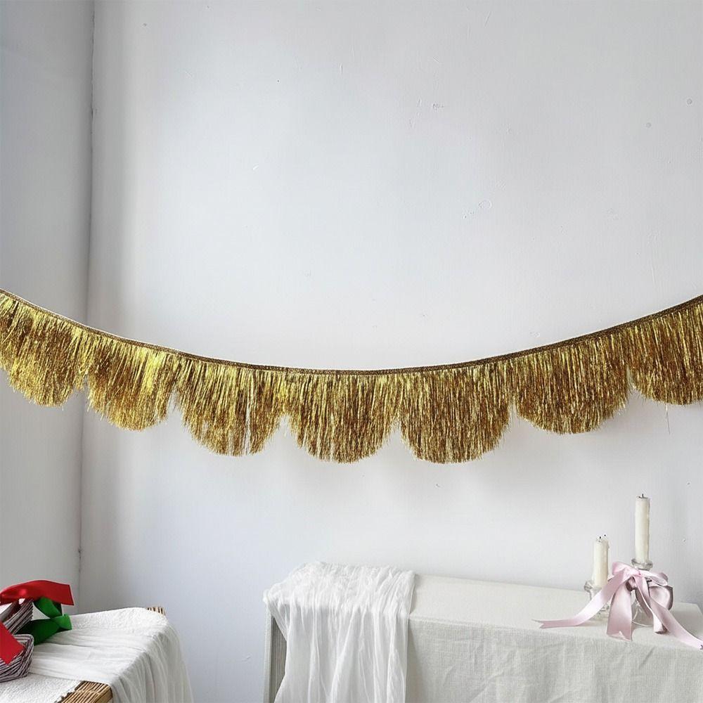 Multicolor Drizzle Garland PET Thickening Metallic Foil Fringe Encryption Background Ornament Tassel String Party Supplies