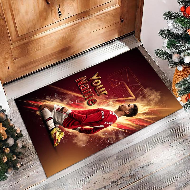 Cristiano Ronaldo Printed Crystal Velvet Rug Non‑Slip Crystal Velvet Carpet For Sofa Bedroom Indoor Home Decoration