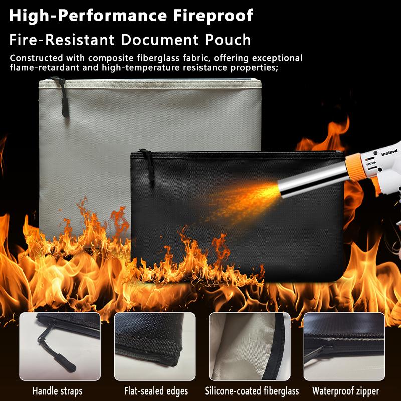 Portable Fireproof Waterproof Document Envelope File Folder Cash Pouch With Zipper Fireproof Safe Money Bag For Home Office