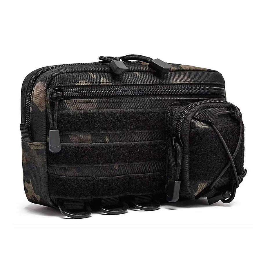 Molle system woven EDC storage bag waist bag with multiple layers of pockets suitable for camping, cycling, etc