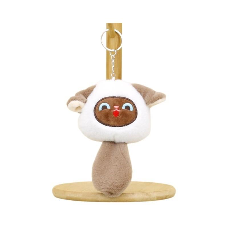 Adorable Plush Cat Keychain Cute Soft Stuffed Animal Bag Charm For Couples In Multiple Colors