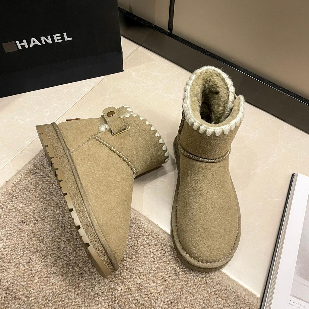 thick-soled snow boots women's winter 2024 new cotton shoes women's winter piled thickened warm shoes women's winter fluffy shoes
