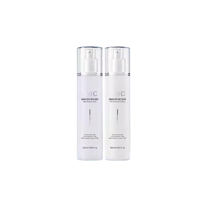 AHC Niacin Biome 2Pcs Skincare Set,120ml Toner+120ml Emulsion Brightening Hydrating Facial Kit