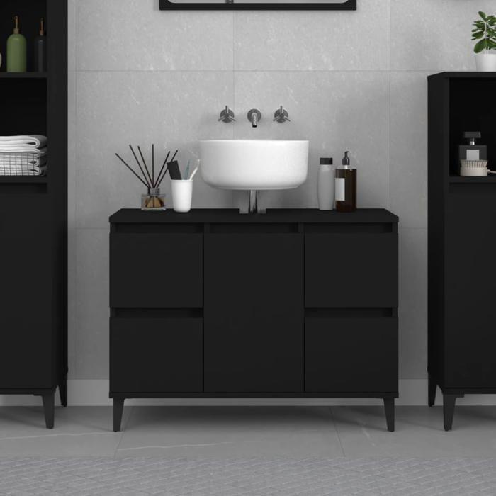VidaXL Black Sink Cabinet 80x33x60 Cm Engineered Wood 821277