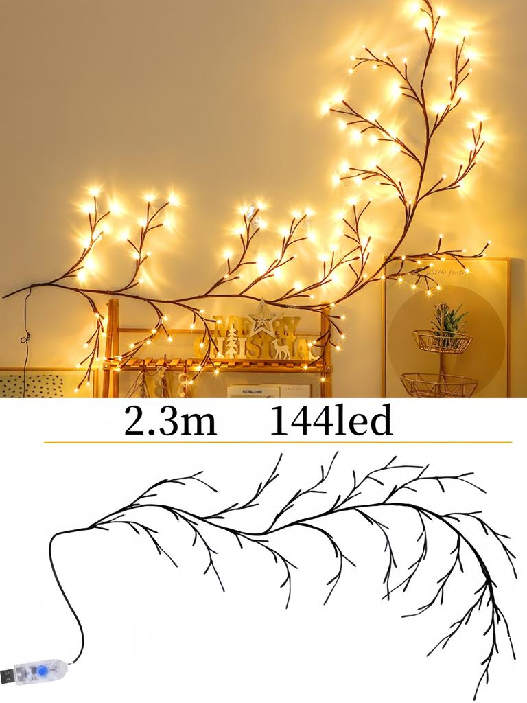Xiaomi 72/96/144LEDS USB Willow Vine Branch Lights 8 Modes Warm White Light for Wall Room Kitchen Coffee Shop Christmas Halloween Decor