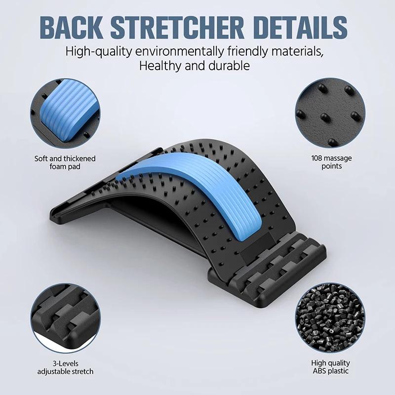 Four Level Adjustable Massager with Back Stretcher Waist and Neck Support Plate Yoga Exercise Aid Tool In Blue and Purple