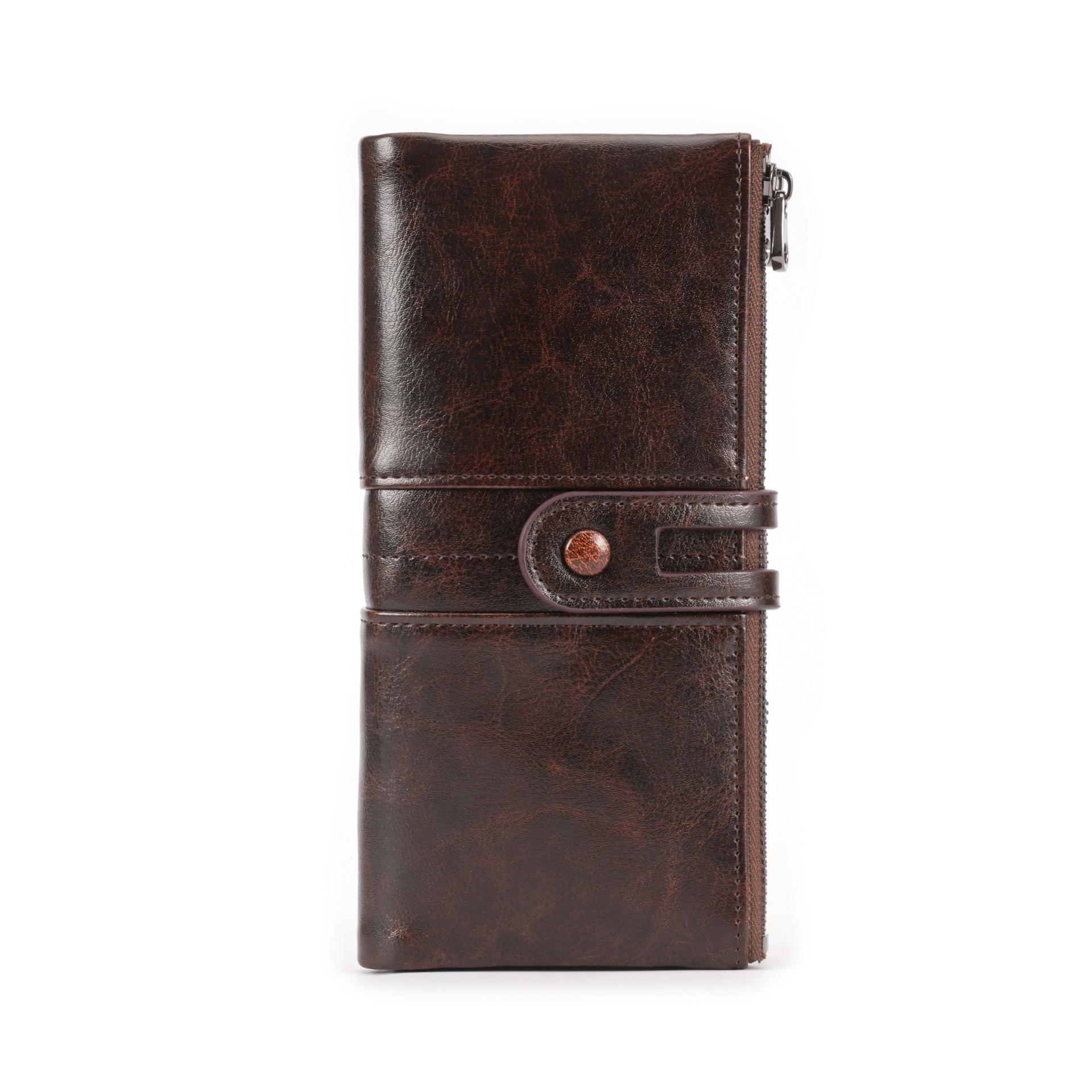 

Rfid Women S Wallet Leather Textured Wallet Multifunctional Long Change Bag Wallet кавовий