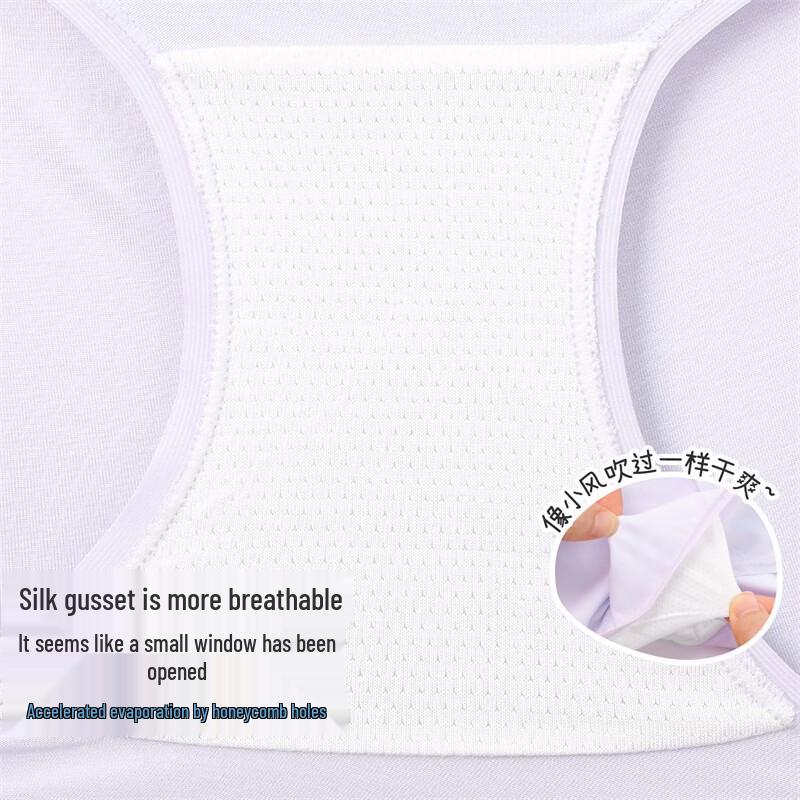 Girls' Class A 7A Antibacterial Mulberry Silk Crotch Briefs (3-Pack)