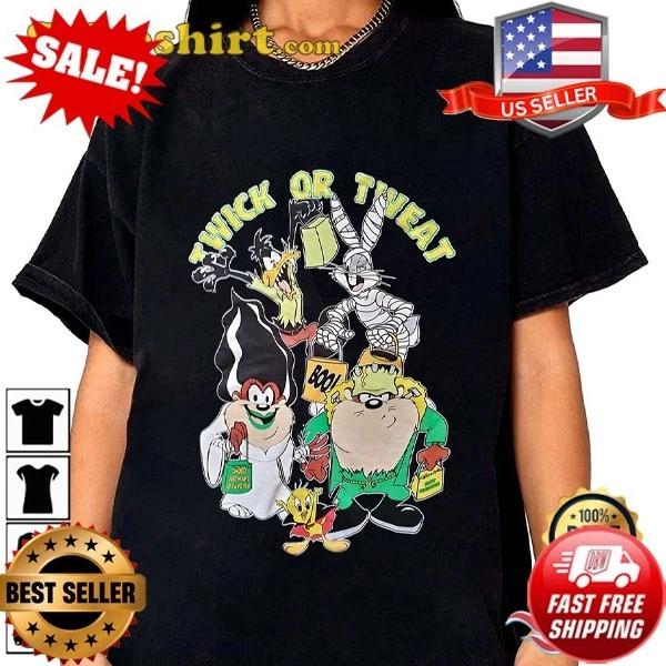 Twick Or Tweat Halloween Looney Tunes Merrie Melodies Halloween Costume T-Shirt L