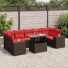 VidaXL Garden Furniture 8pcs with Brown Cushions Braided Resin Acacia, Outdoor Sofa Set, Garden Lounge 3326765