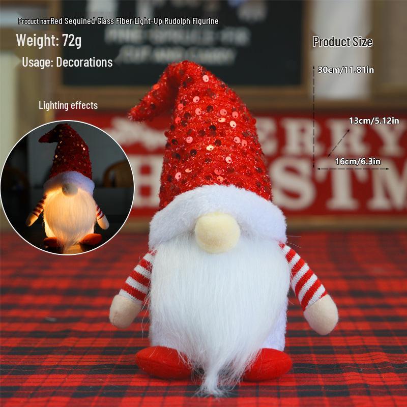 Svítící flitrový trpaslík a Rudolf vánoční ozdoby