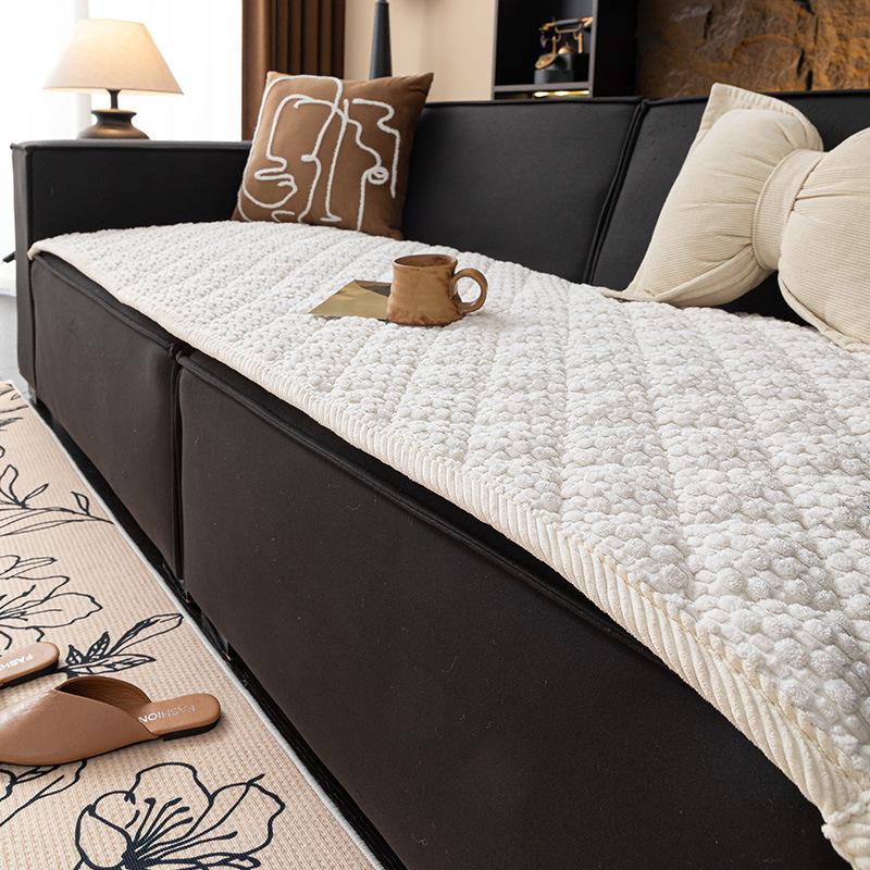 Modern Thickened Corduroy Sofa Cushion Solid Warm Couch Slipcover for Living Room Anti Slip Anti-Dirt Furniture Protective Cover