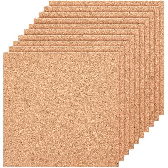 BENECREAT 8 Pack 12x12 Inch Cork Board 3mm Thick Cork Board Tiles Square Cork Tiles Coaster Cork Sheets Tiles for Bulletin Boards, Wall Decoration,