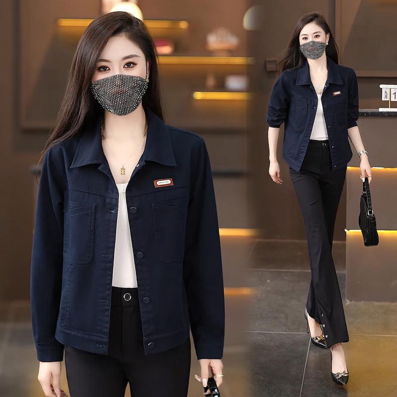 

Women s Wine Red Lapel Jacket - Spring Workwear Short Coat M синий