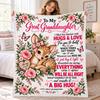 Personalized To My Great Granddaughter Blanket, Personalized Deer Fleece Blanket, Birthday Gift for Great Granddaughter, Hug Keepsake Gift
