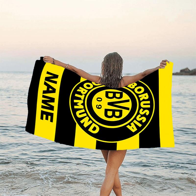 1pc Football1 Beach Towel with Custom Name, Beach/Swimming/Bath/Picnic/Camping Towel, Suitable for Seaside Beaches