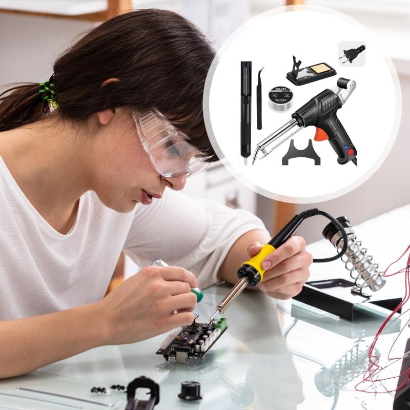 Professional External Heating Tin Soldering Iron Set Includes AntiSlip Base Thermal Shield For Electronics Repair
