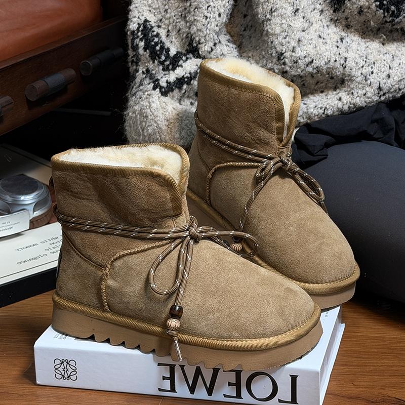 

Frosted real cowhide wool platform snow boots women s 2025 winter new thickened warm bread shoes short boots cotton shoes 40