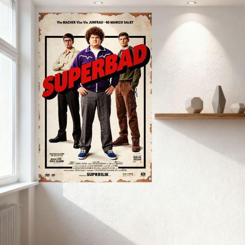 Superbad Movie Poster Vintage Metal Tin Sign Custom Comedy Movie Wall Plaque for Man Cave Home Bar Cafe Decor
