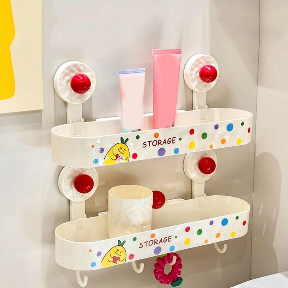Plastic Suction Cup Storage Rack Cartoon Makeup Organizer Cosmetic Storage Box  Kitchen