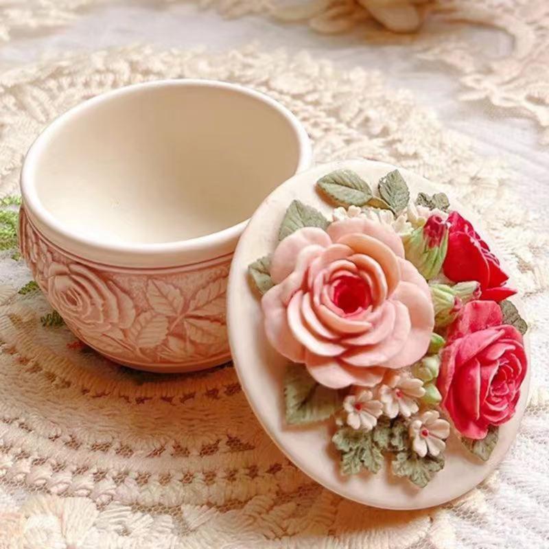 Rose Decorative Storage Box Container Molds Storage Box Silicone Mold for  Epoxy Resin Trinkets Holder Home Decor