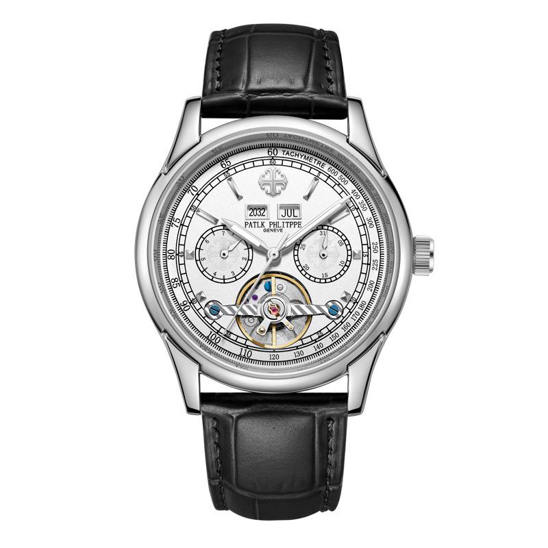 High-end automatic mechanical watch for men, multi-functional perpetual calendar, tourbillon, waterproof, luminous back