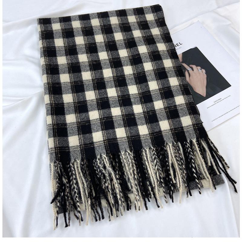 Plaid Scarf Women's Autumn and Winter New Warm Fringed Shawl Scarf Warm Windproof Neck Scarf Casual Outdoor
