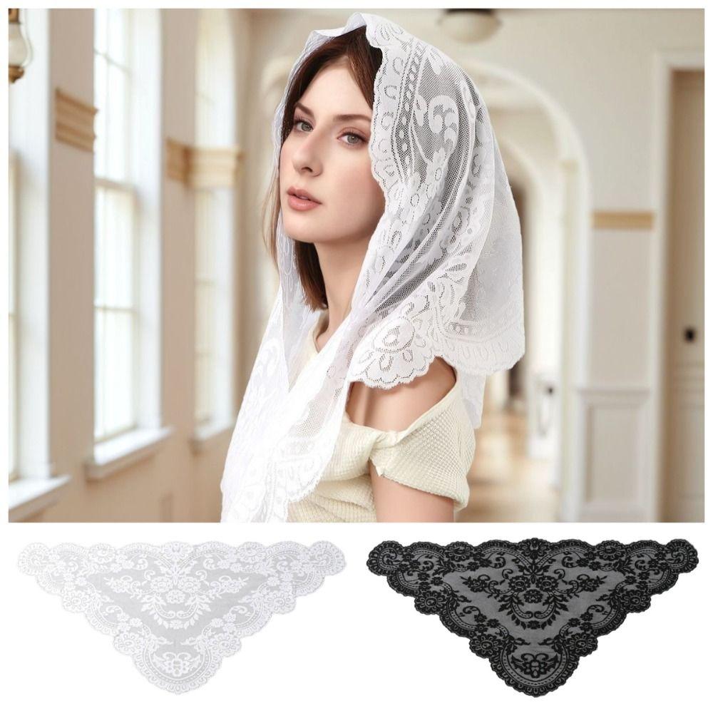 Vintage Head Covering Scarf Shawl Elegant Wedding Headscarf Embroidered Flower Scarf Party