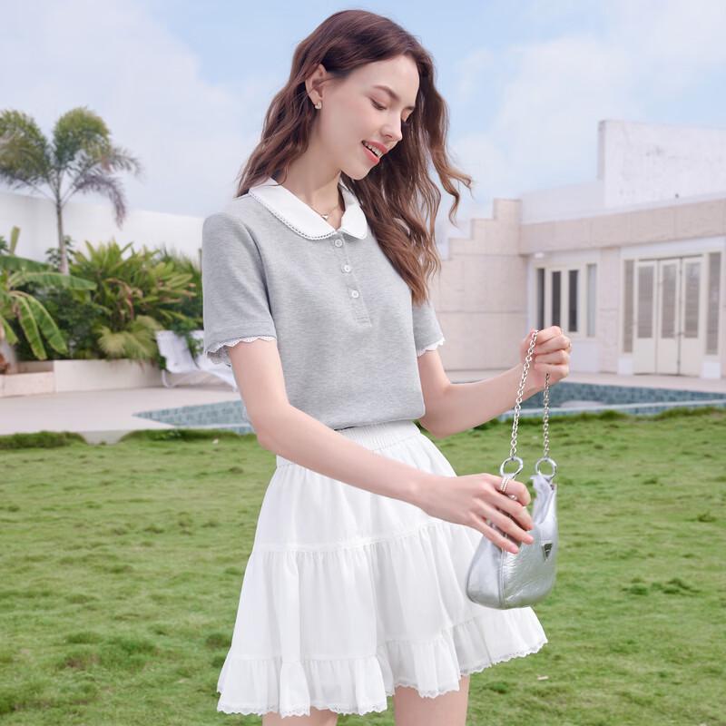 BETU Women's Sweet Lace Trim Short Sleeve T-Shirt