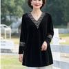 Women's Plus Size Blouse Loose V-Neck Velvet Blouse Spring Autumn Long Sleeve Velvet Pullover Top
