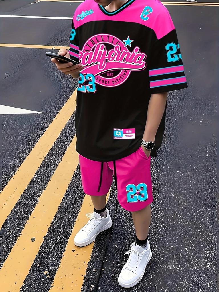 Nuevo Conjunto de Verano para Hombre Características Casual Urbano Hip-hop Moda Comodidad Estampado 3D Manga Corta Pantalones Cortos Dos Piezas