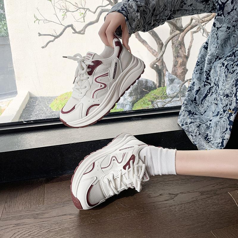 Dad shoes women's 2025 new shoes thick sole heightened lightweight women's sports women's shoes versatile casual shoes show small feet