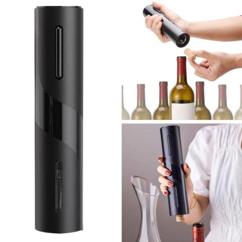 Abridor de botellas de vino eléctrico con cortador de papel de aluminio, botón de un clic, sacacorchos de vino automático reutilizable
