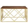 VidaXL Coffee Table Golden Stainless Steel and Solid Larch Wood 349982