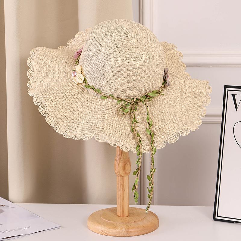 Летняя женская соломенная шляпа Летняя соломенная шляпа Женская солнцезащитная шляпа и шляпа для защиты от солнца one size бежевый