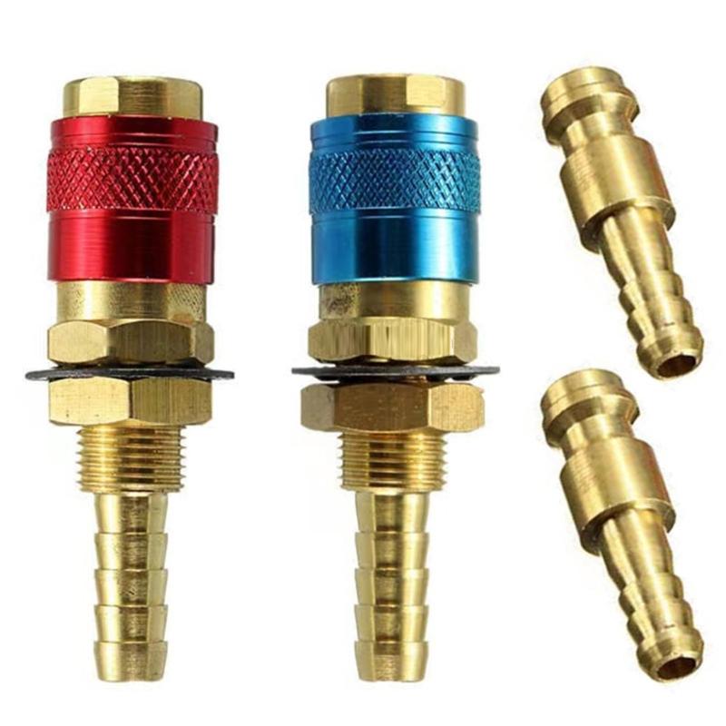 2Pcs Quickly Disconnects Brass Adapters M6/M 8/M10 Size For TIG Welding Machine Gas Water Flows Welding Torches Connectors